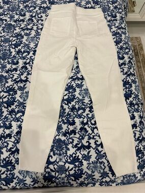 SPANX White High-Rise Shaping Pants with Red Logo Tag